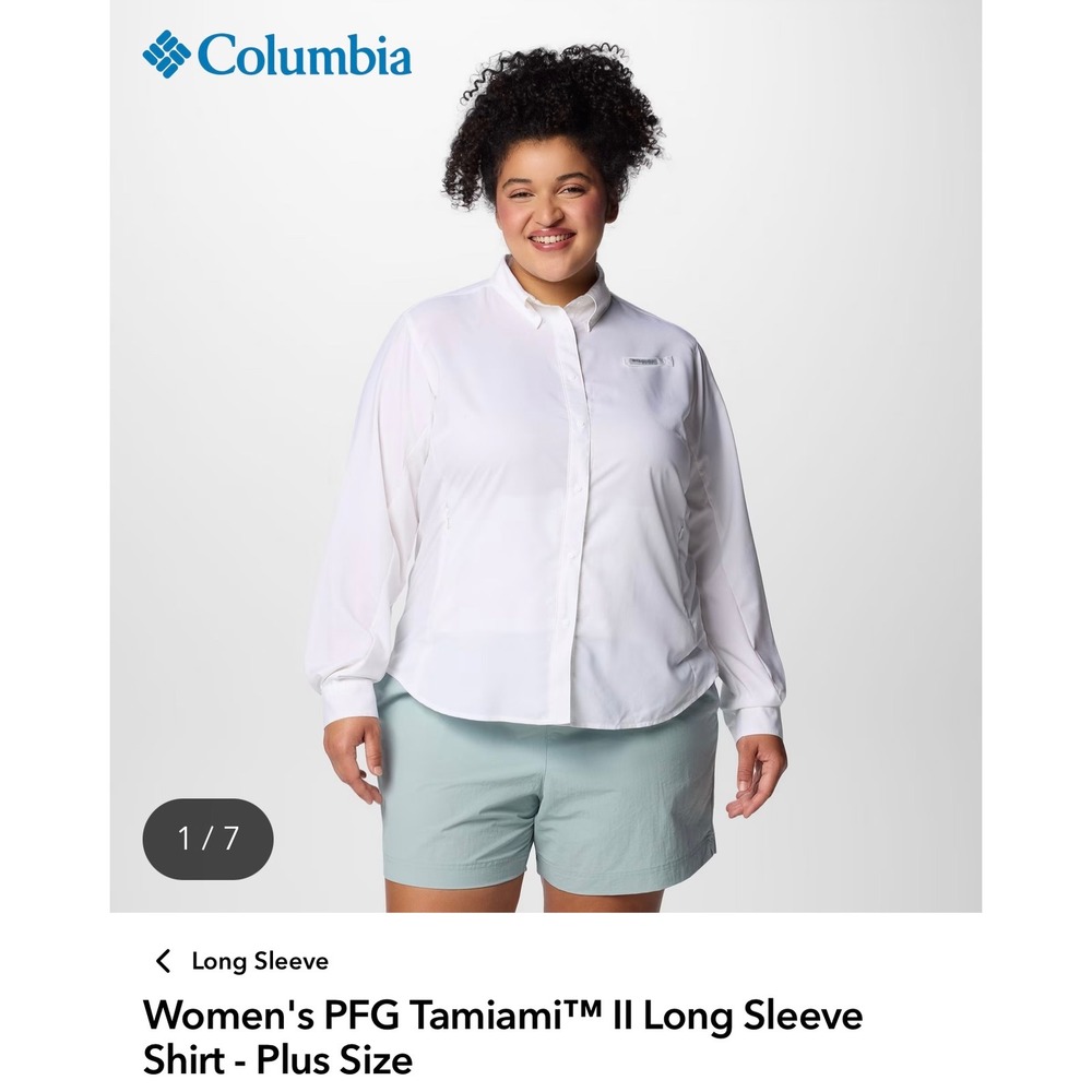 Columbia Tamiami II White Long Sleeve Shirt Womens‎ 3X Omni Shade UPF 40
